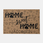 可愛いポープリントネームホームスウィートホームタン ドアマット (正面)