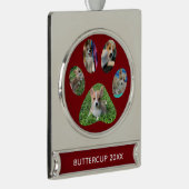 可愛いポープリント5フォトドッグクリスマスレッド シルバープレートバナーオーナメント (右)