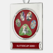 可愛いポープリント5フォトドッグクリスマスレッド シルバープレートバナーオーナメント (左)