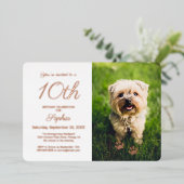 可愛いポー印刷ペット誕生日パーティフォトバラ金ゴールド 箔招待状 (立ち正面)