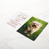 可愛いポー印刷ペット誕生日パーティフォトバラ金ゴールド 箔招待状 (回転した状態)