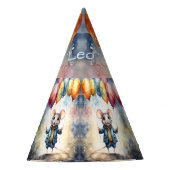 可愛いマウスとカラフルバルーン,パーソナライズ可能 パーティーハット (正面)