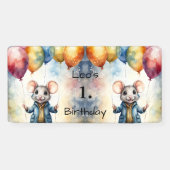 可愛いマウスとカラフルバルーン,パーソナライズ可能 横断幕 (横)