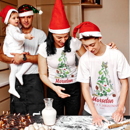 可愛いマウスの木の果実葉のクリスマス Tシャツ