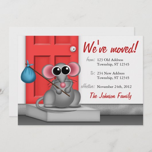 可愛いマウスをDoorstepに – 動くお知らせ 案内状 (正面/裏面)