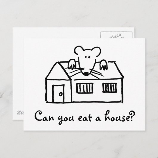 可愛いマウスオンハウスアート子供へ ポストカード (正面/裏面)