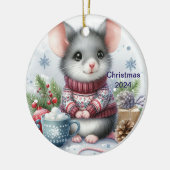 可愛いマウスクリスマスオーナメント セラミックオーナメント (左)
