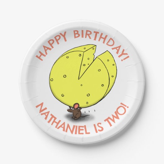 可愛いマウスチパーソナライズされたーズの誕生日 ペーパープレート (正面)