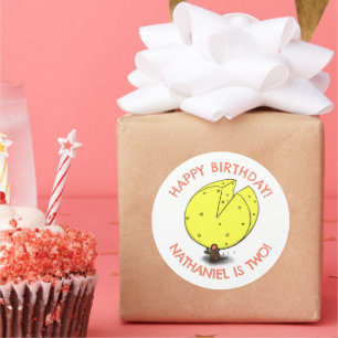 可愛いマウスチパーソナライズされたーズの誕生日 ラウンドシール