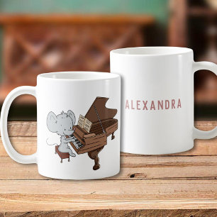 可愛いマウスピアニストパーソナライズされた コーヒーマグカップ