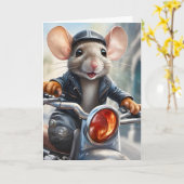 可愛いマウスヘルメットジャケット乗用バイク空白の カード (黄色い花)