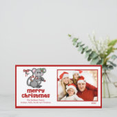 可愛いマウスメリークリスマスファミリーフォトカード シーズンカード (スタンド正面)
