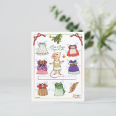 可愛いマウス紙人形葉書 ポストカード (スタンド正面)