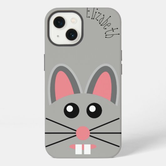 可愛いマウス顔カスタマイズ iPhoneケース (裏面)