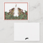 可愛いマウス、ヒイラギとミスタントギフト – ラベル/フラット ノートカード (正面/裏面)