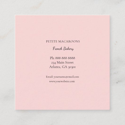 可愛いマカロンのケーキスタンド スクエア名刺 (裏面)