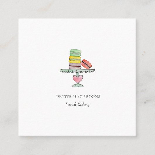 可愛いマカロンのケーキスタンド スクエア名刺 (正面)