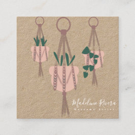 可愛いマクラメアーティスト手作りデザインぶら下がったの植物 スクエア名刺