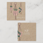 可愛いマクラメアーティスト手作りデザインぶら下がったの植物 スクエア名刺 (正面/裏面)