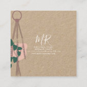 可愛いマクラメアーティスト手作りデザインぶら下がったの植物 スクエア名刺 (裏面)