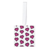 可愛いマゼンタダークピンクジェムストーンハートパターン キューブオーナメント (正面)