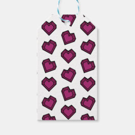 可愛いマゼンタダークピンクジェムストーンハートパターン ギフトタグ