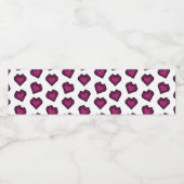 可愛いマゼンタダークピンクジェムストーンハートパターン ペットボトルラベル (シングルラベル)