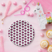 可愛いマゼンタダークピンクジェムストーンハートパターン ペーパープレート (パーティー)