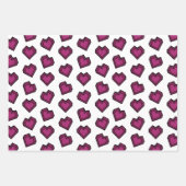 可愛いマゼンタダークピンクジェムストーンハートパターン ラッピングペーパーシート (正面2)