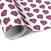 可愛いマゼンタダークピンクジェムストーンハートパターン ラッピングペーパー (ロールコーナー)