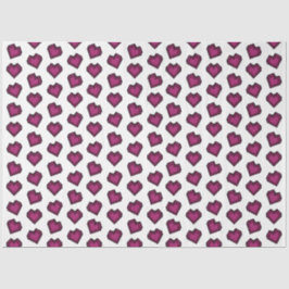 可愛いマゼンタダークピンクジェムストーンハートパターン 薄葉紙