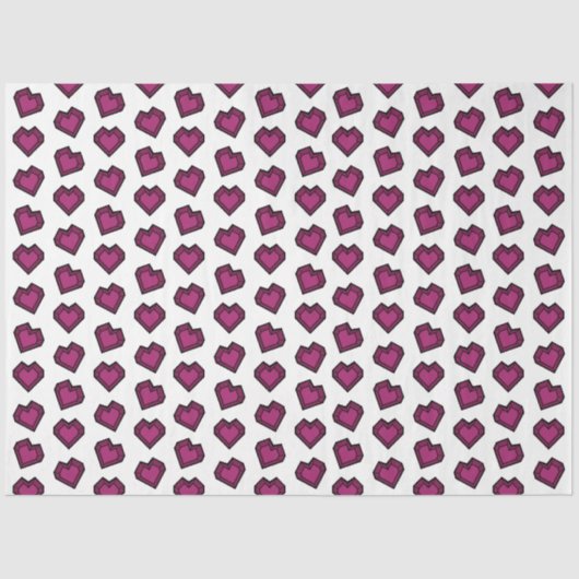 可愛いマゼンタダークピンクジェムストーンハートパターン 薄葉紙 (正面)