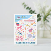 可愛いマッキナックアイランドミシガンの地図お気に入りの事情 ポストカード (スタンド正面)