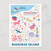 可愛いマッキナックアイランドミシガンの地図お気に入りの事情 ポストカード (正面)