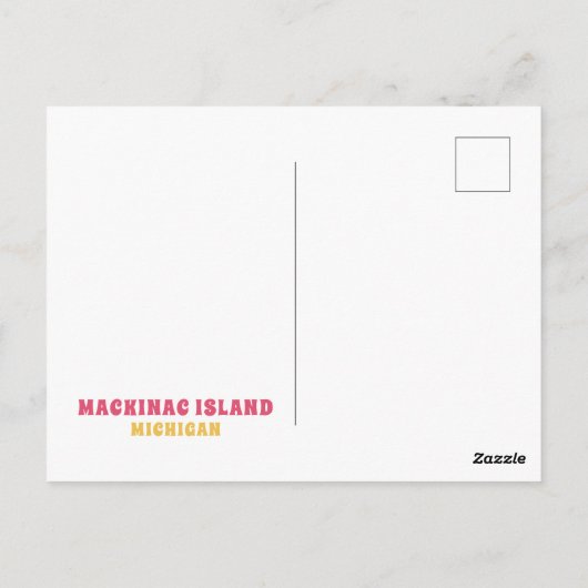 可愛いマッキナック島ミシガンお気に入りの物件地図 ポストカード (裏面)