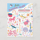 可愛いマッキナック島ミシガンお気に入りの物件地図 ポストカード (正面)