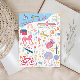 可愛いマッキナック島ミシガンお気に入りの物件地図 ポストカード