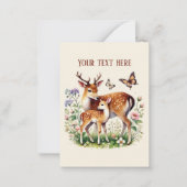 可愛いママとベビー鹿あなたのメッセージを追加 ノートカード (正面)