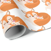 可愛いママと赤ちゃん女の子ウッドランドフォックスラップ ラッピングペーパー (ロールコーナー)