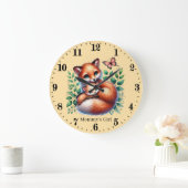 可愛いママの女の子フォックス名を追加 ラージ壁時計 (ホーム)