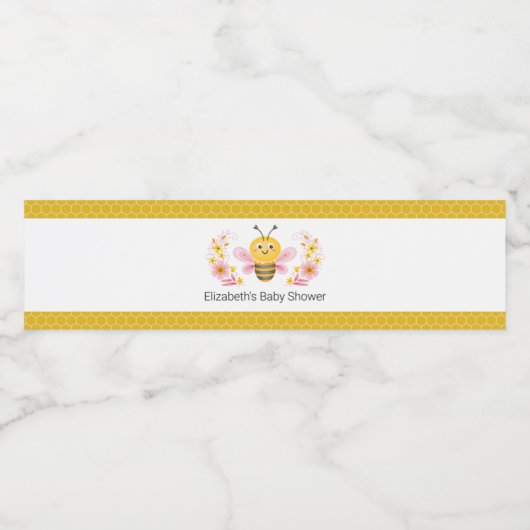 可愛いママへ黄色ピンクの赤ちゃんシャワー ペットボトルラベル (シングルラベル)