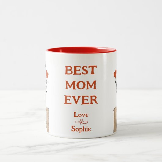 可愛いママ熊最高のと可愛いママ母の日 ツートーンマグカップ (中央)