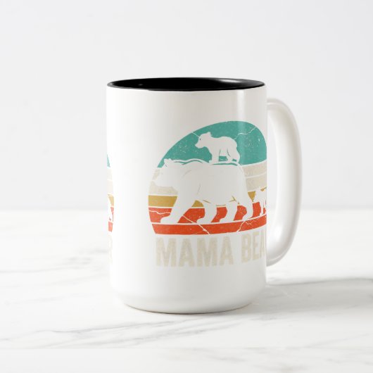 可愛いママ熊2子ママ熊twinママ2子 ツートーンマグカップ (正面右)