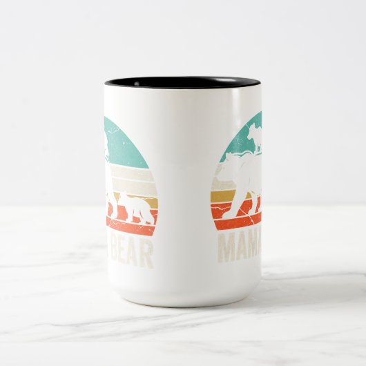 可愛いママ熊2子ママ熊twinママ2子 ツートーンマグカップ (中央)