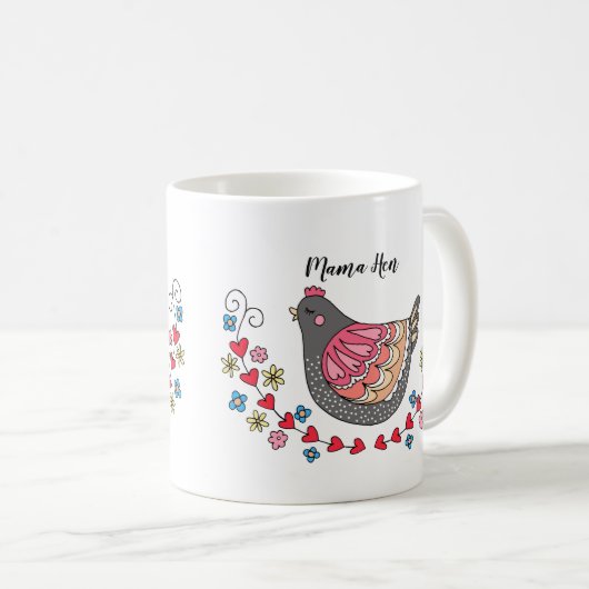 可愛いママ編マザーチキンおもしろい母の日のプレゼント コーヒーマグカップ (正面右)