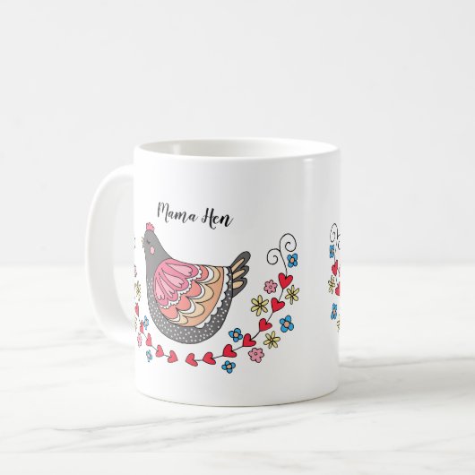 可愛いママ編マザーチキンおもしろい母の日のプレゼント コーヒーマグカップ (正面左)