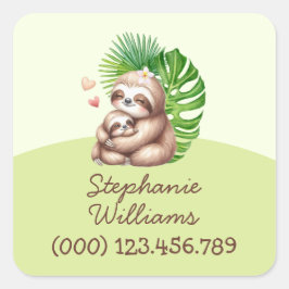 可愛いママ&ベビースロッスプロパティステッカー スクエアシール