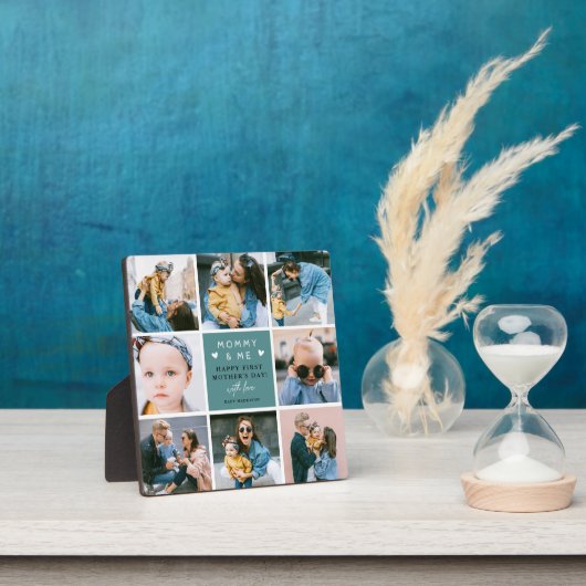 可愛いママ&ミー写真コラージュ1日目のお母さん フォトプラーク (インサイチュ)