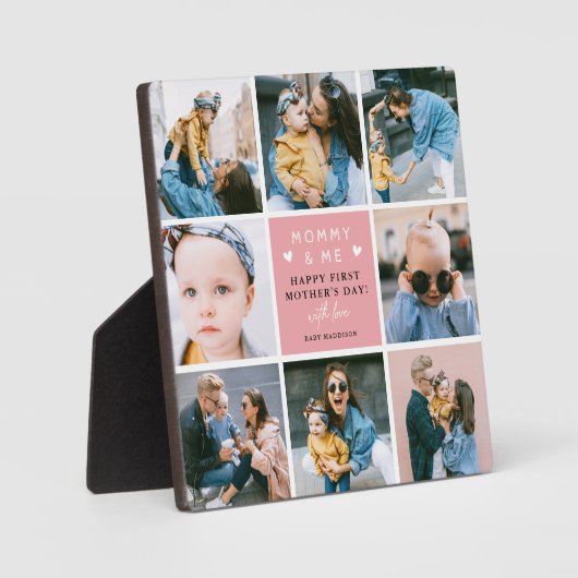 可愛いママ&ミー写真コラージュ1日目のお母さん フォトプラーク (正面)