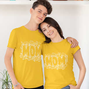可愛いママfor ever lホワイトのグラフィックとフローラ tシャツ